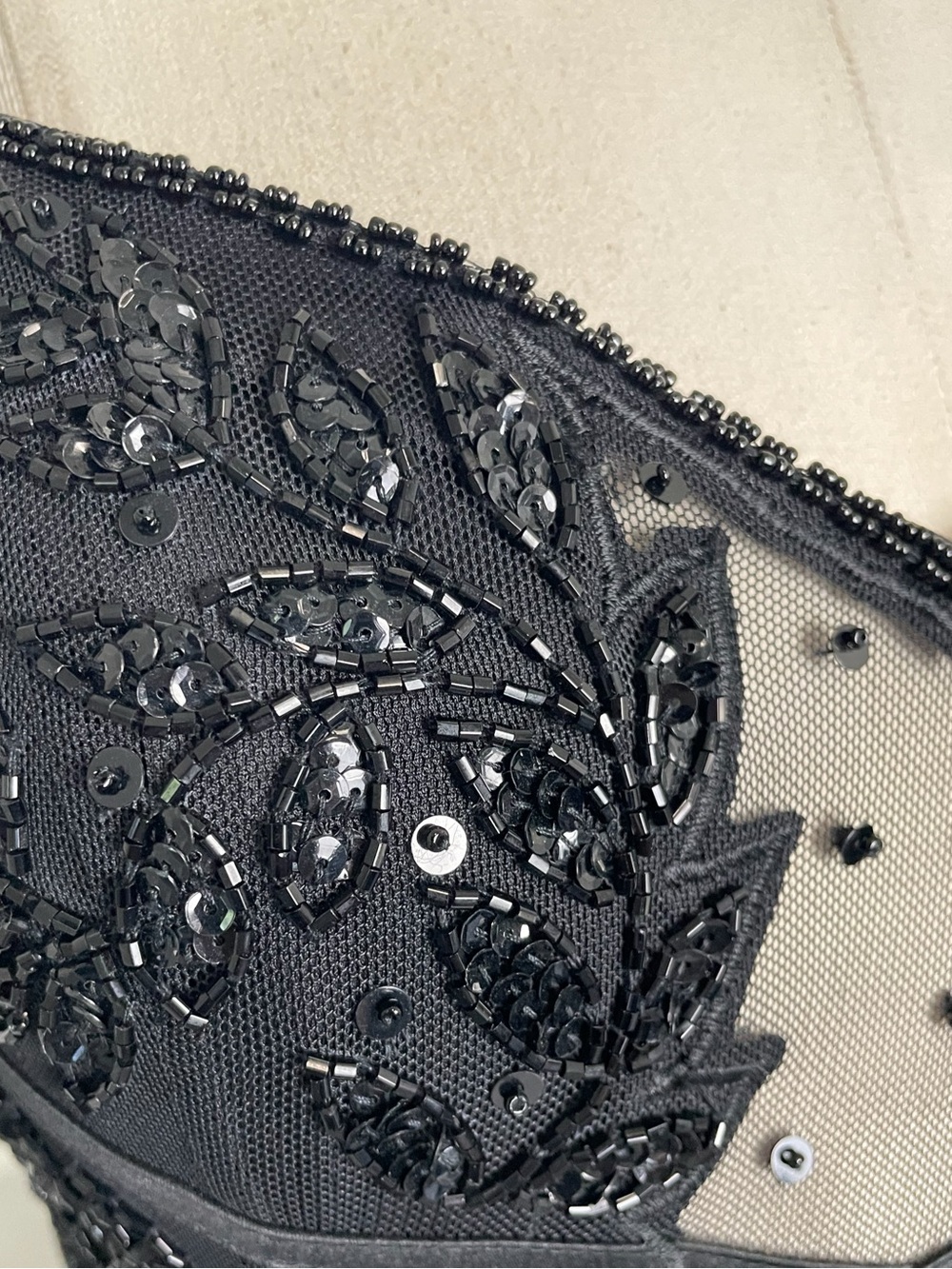 Cache black floral beaded sheer mesh paneled mermaid ball gown dark fairy XS - Picture 5 of 14